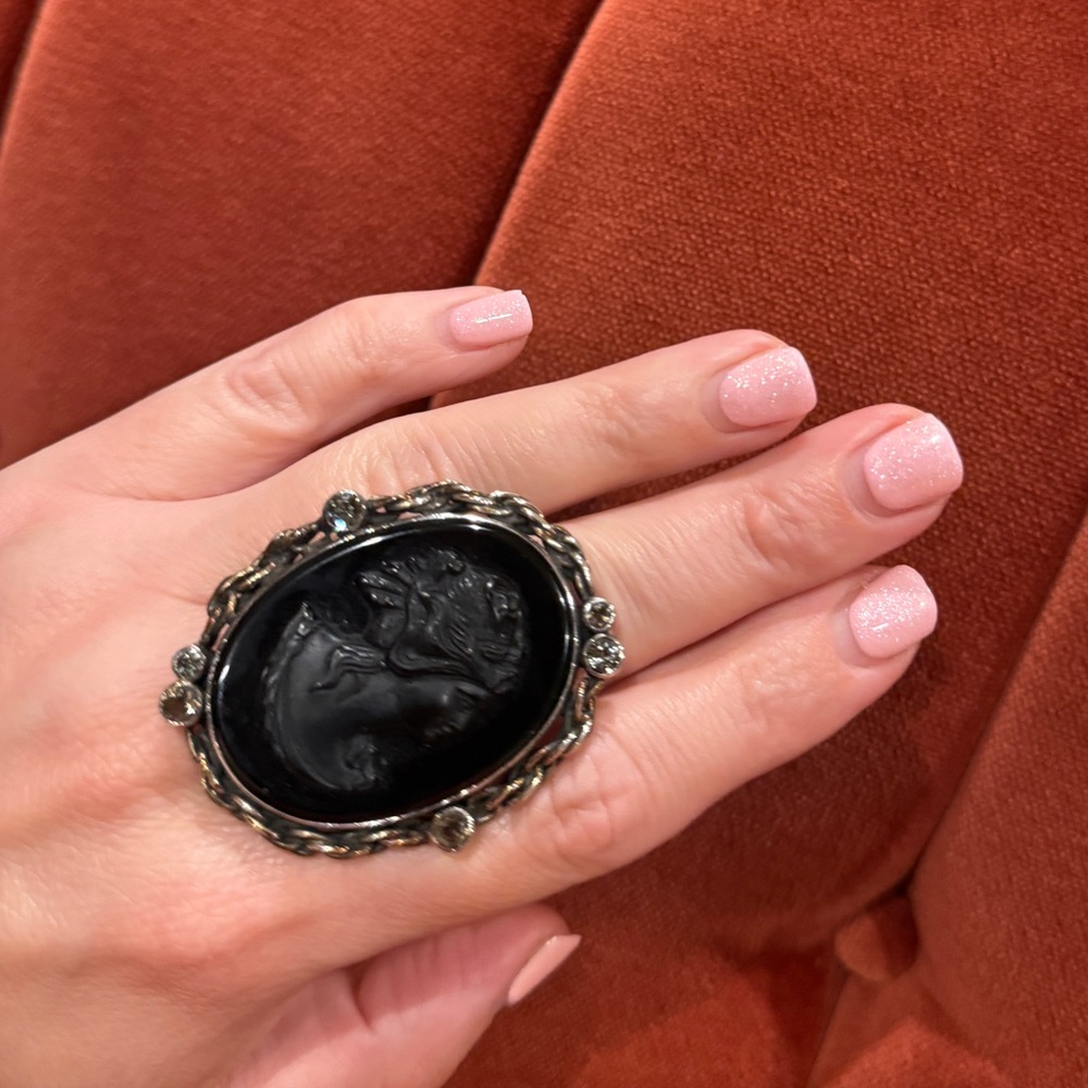 Mars and Valentine oversized cameo sterling silver ring